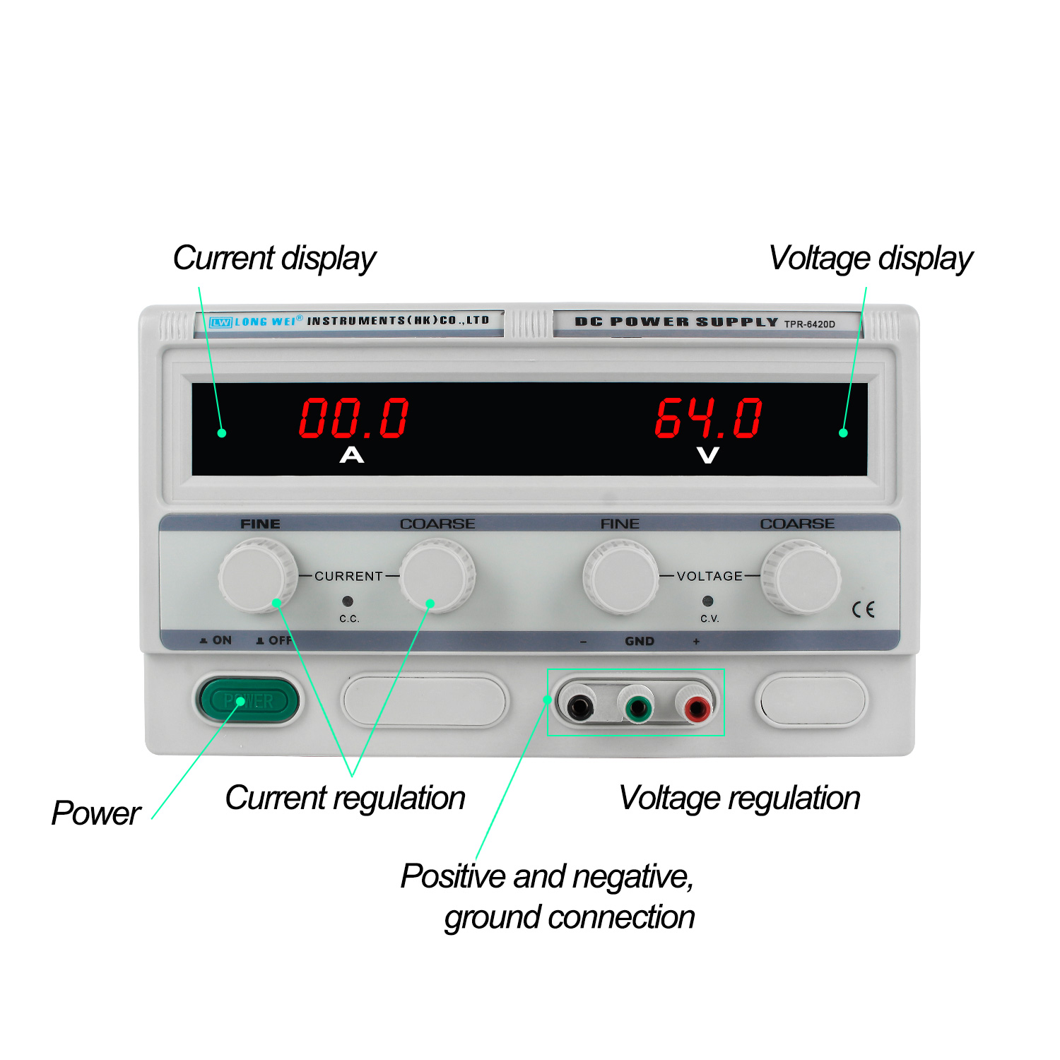 Longwei TPR-6420D 64V 20A LED  - Linear Lab Power Supply Adjustable avis et prix